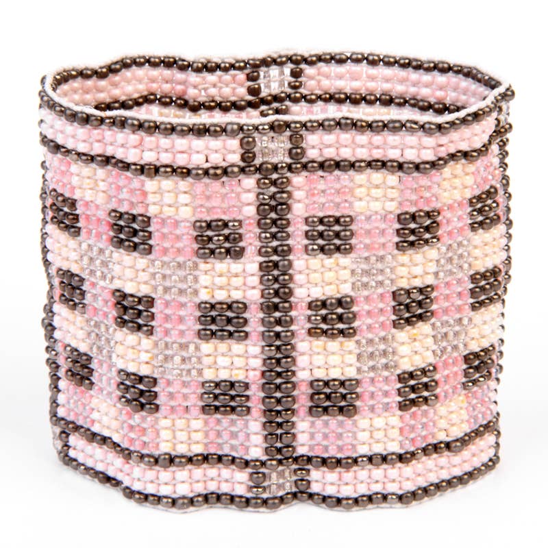 Plaid Seed Bead Stretch Bracelet | Large
