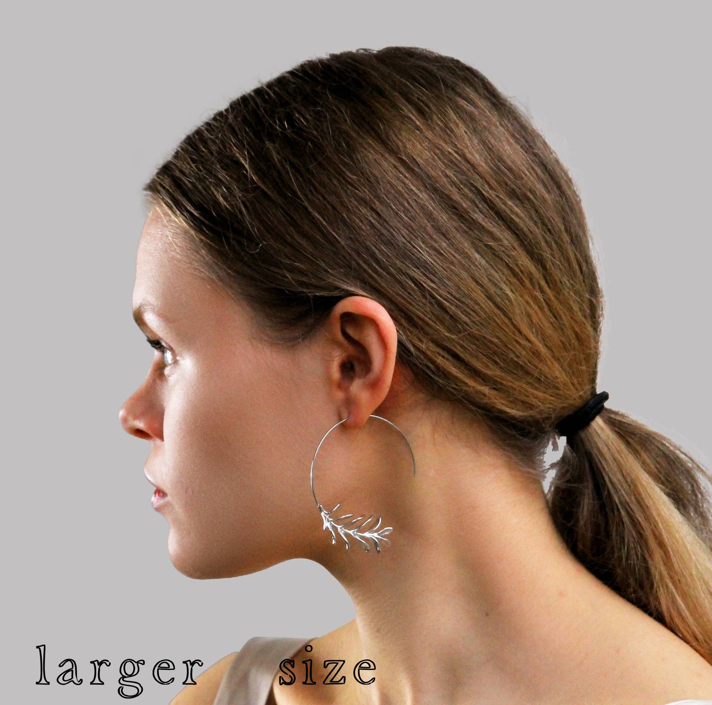 Rosemary Botanical Leaf Hoop Earrings