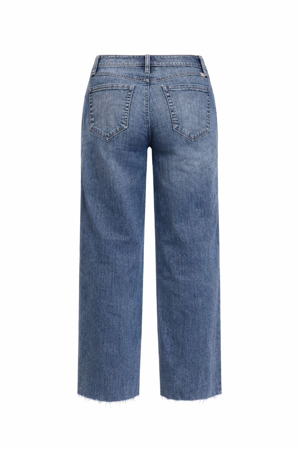 Mid-Rise Slim Wide Leg Jeans w/ Raw Hem