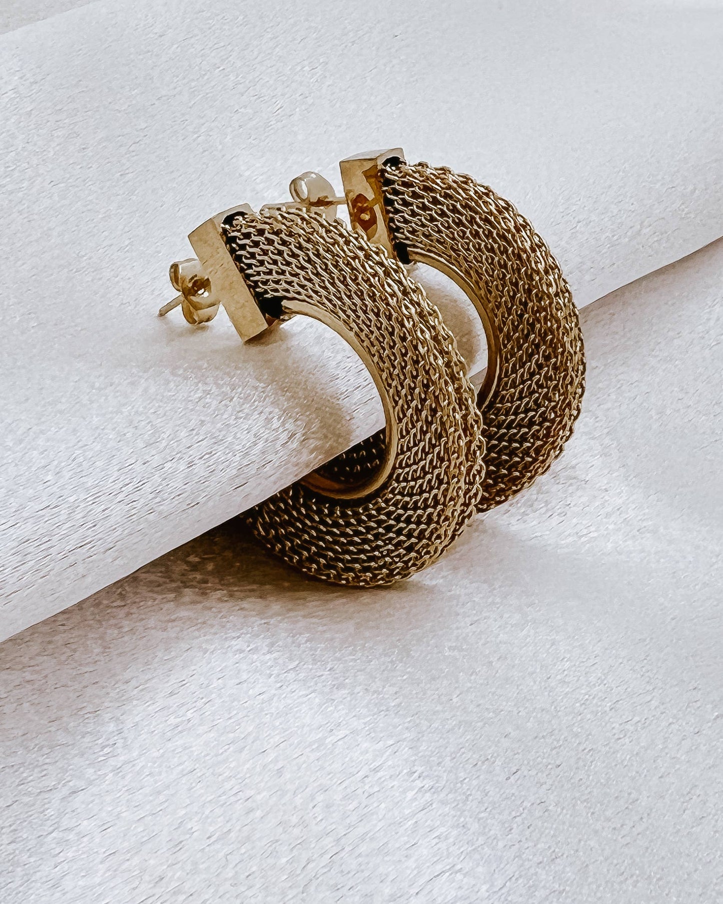 Earth Gold Mesh Hoop Earrings