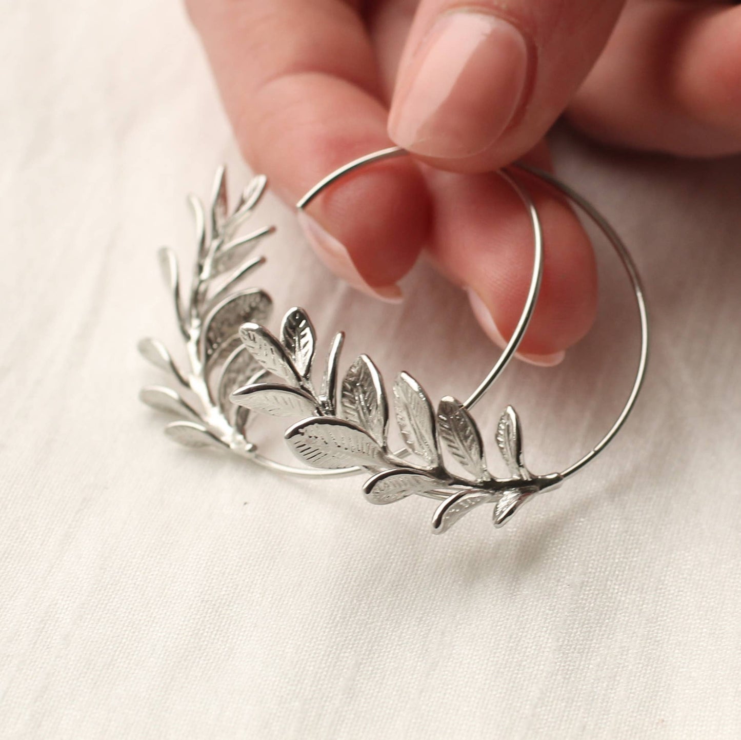Rosemary Botanical Leaf Hoop Earrings