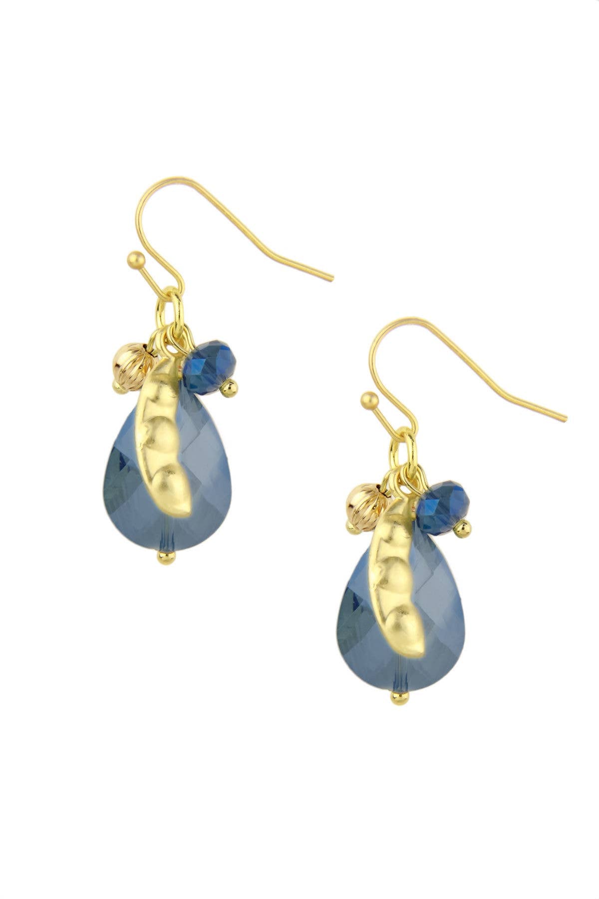 Blue Crystal Pea Pod Earrings