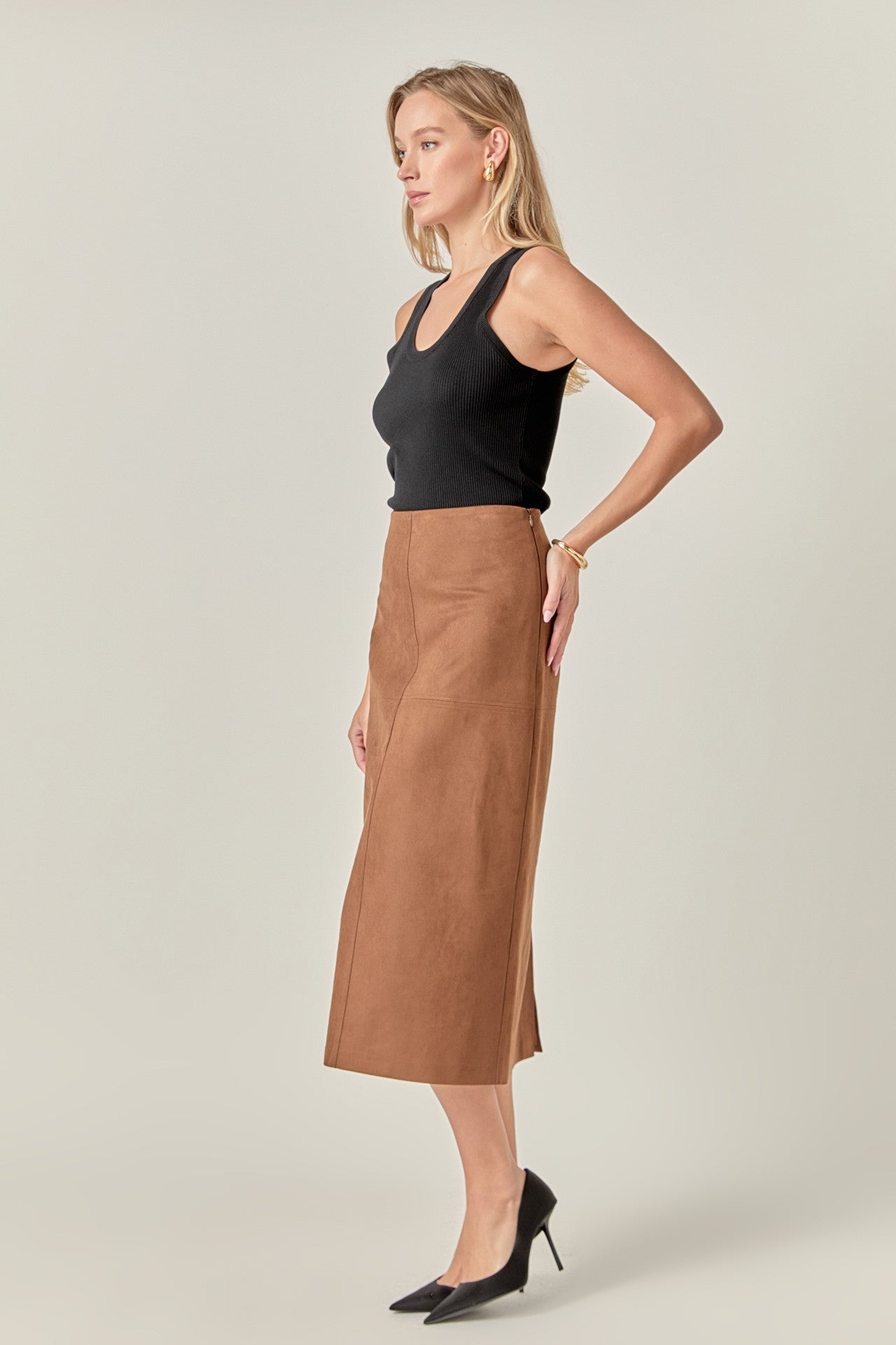 Suede Midi Skirt