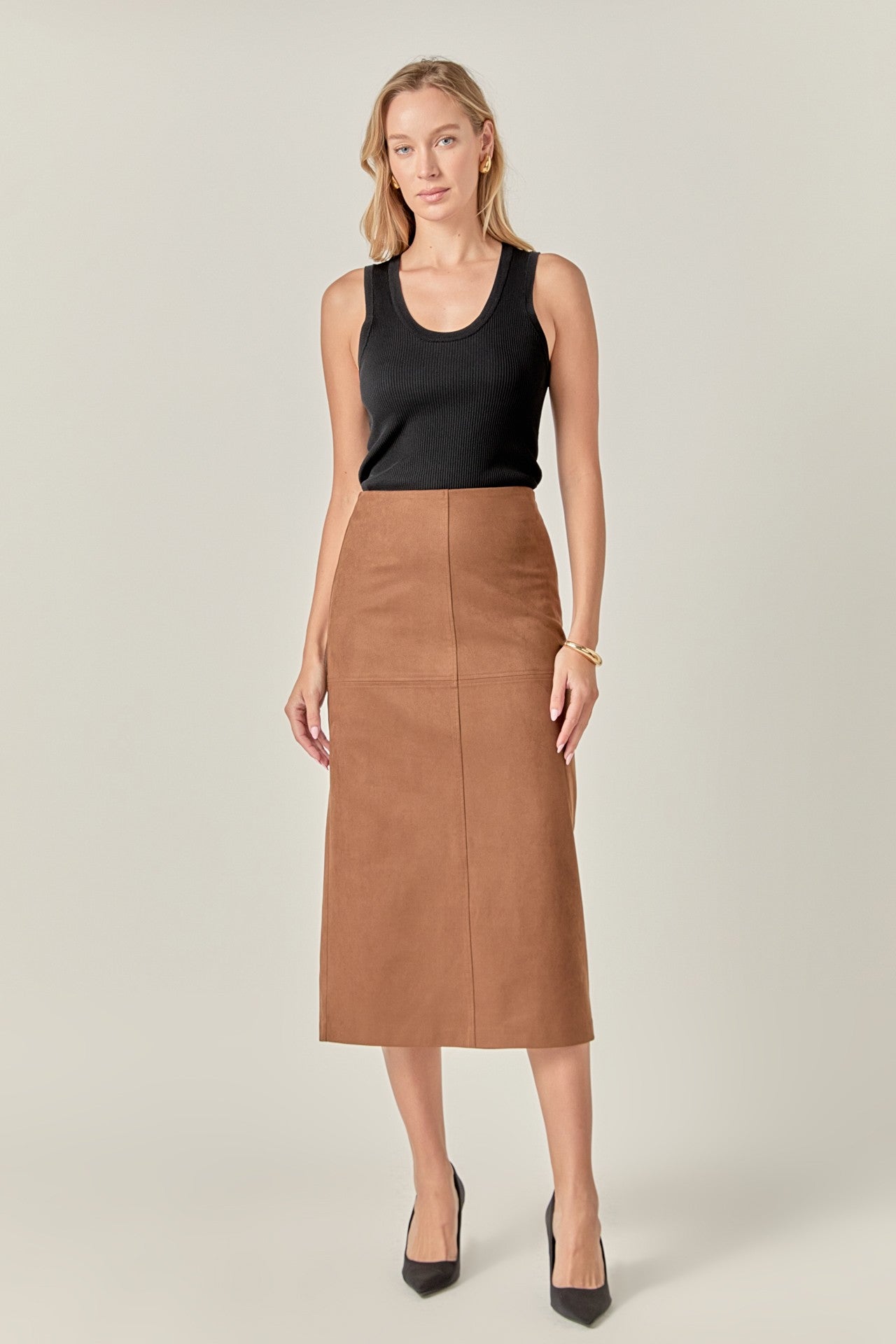 Suede Midi Skirt