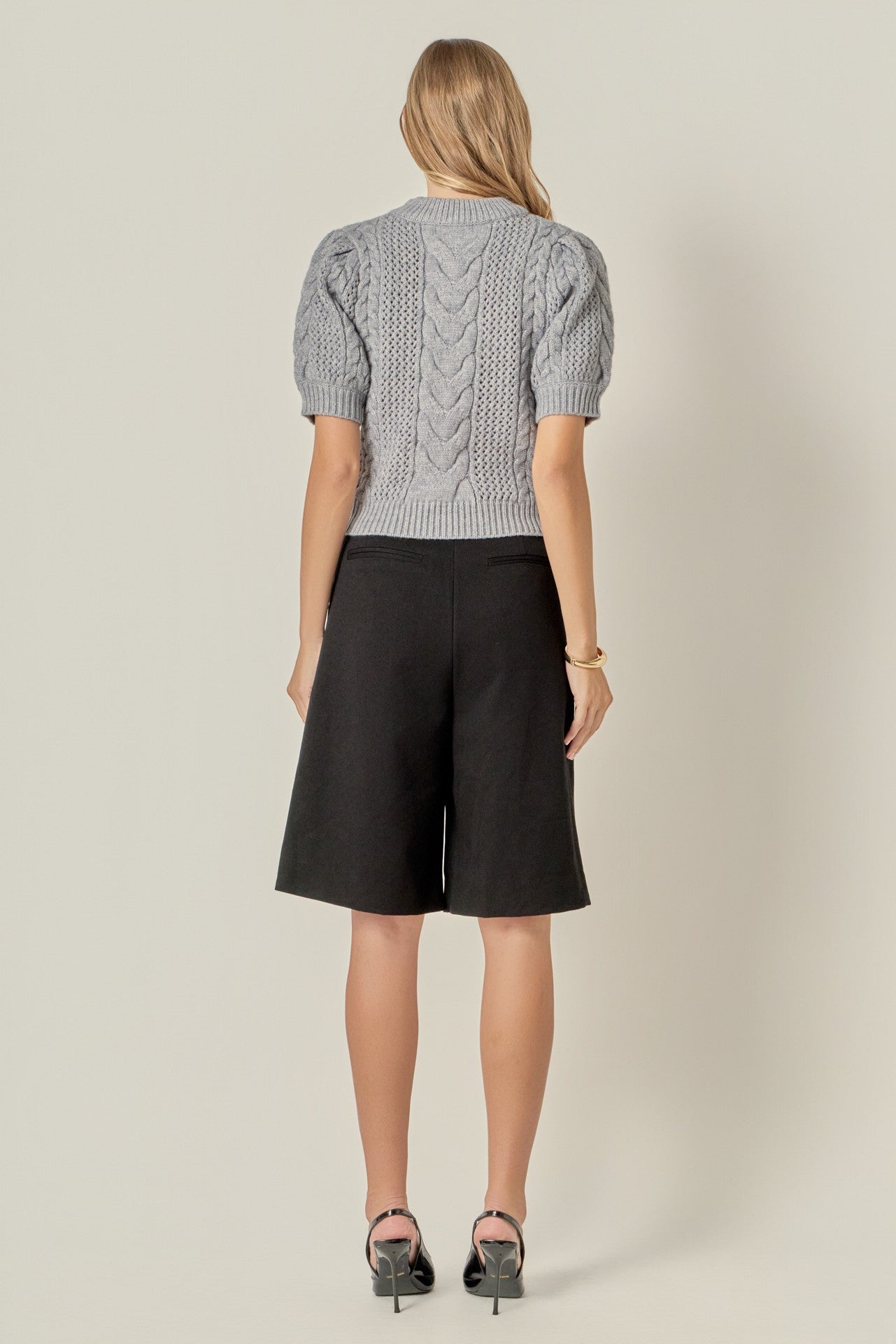 Cable Knit Short Sleeve Sweater