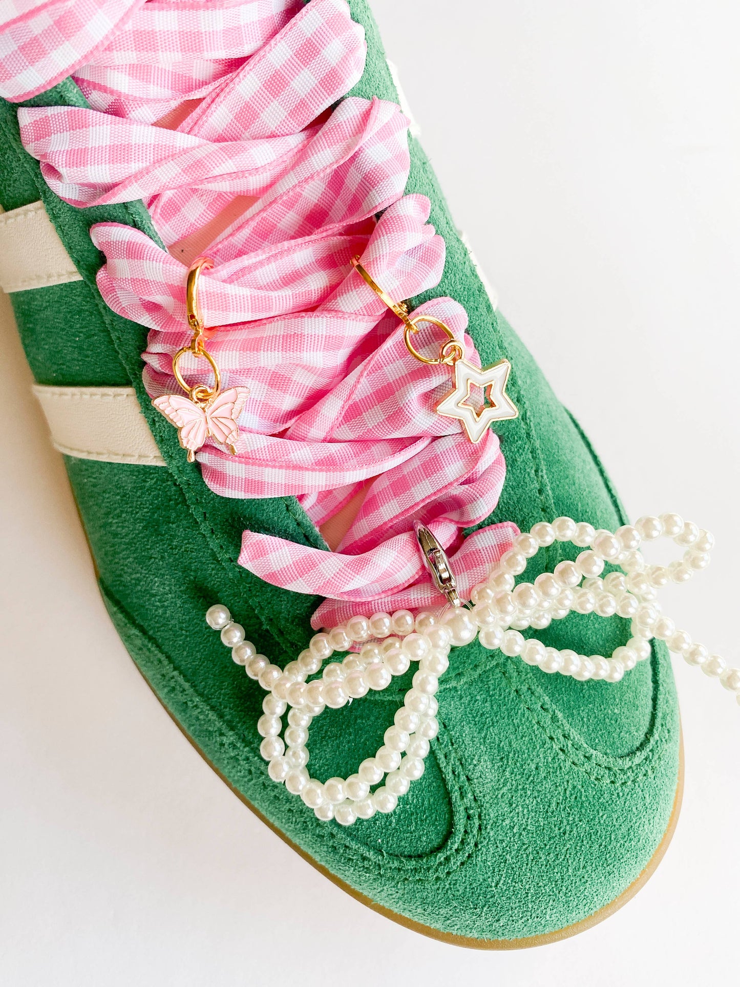 Gingham Shoe Charms and Lace Sets