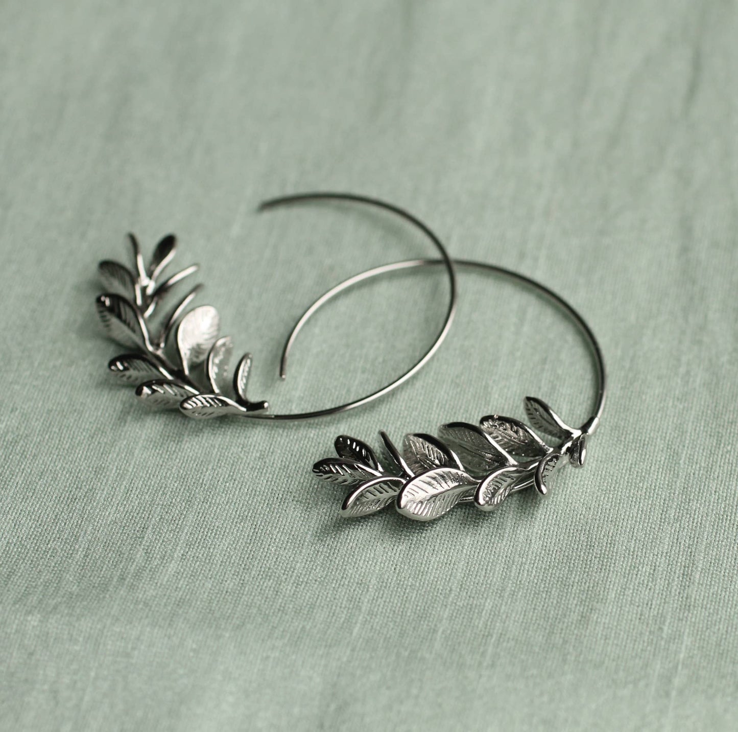 Rosemary Botanical Leaf Hoop Earrings