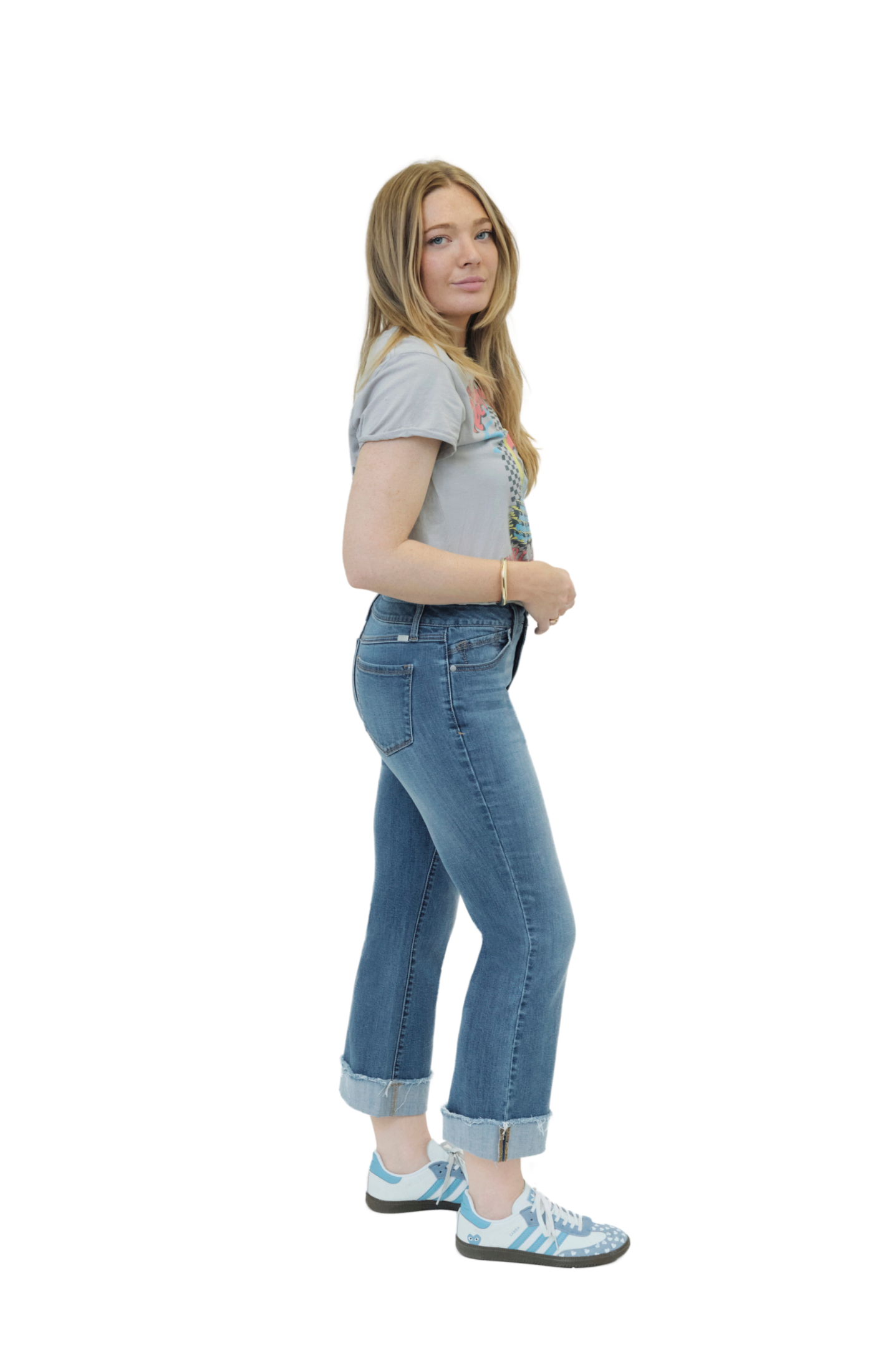 Rolled Cuff Wide Leg Jean