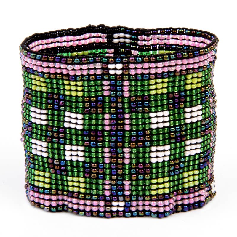Plaid Seed Bead Stretch Bracelet | Large