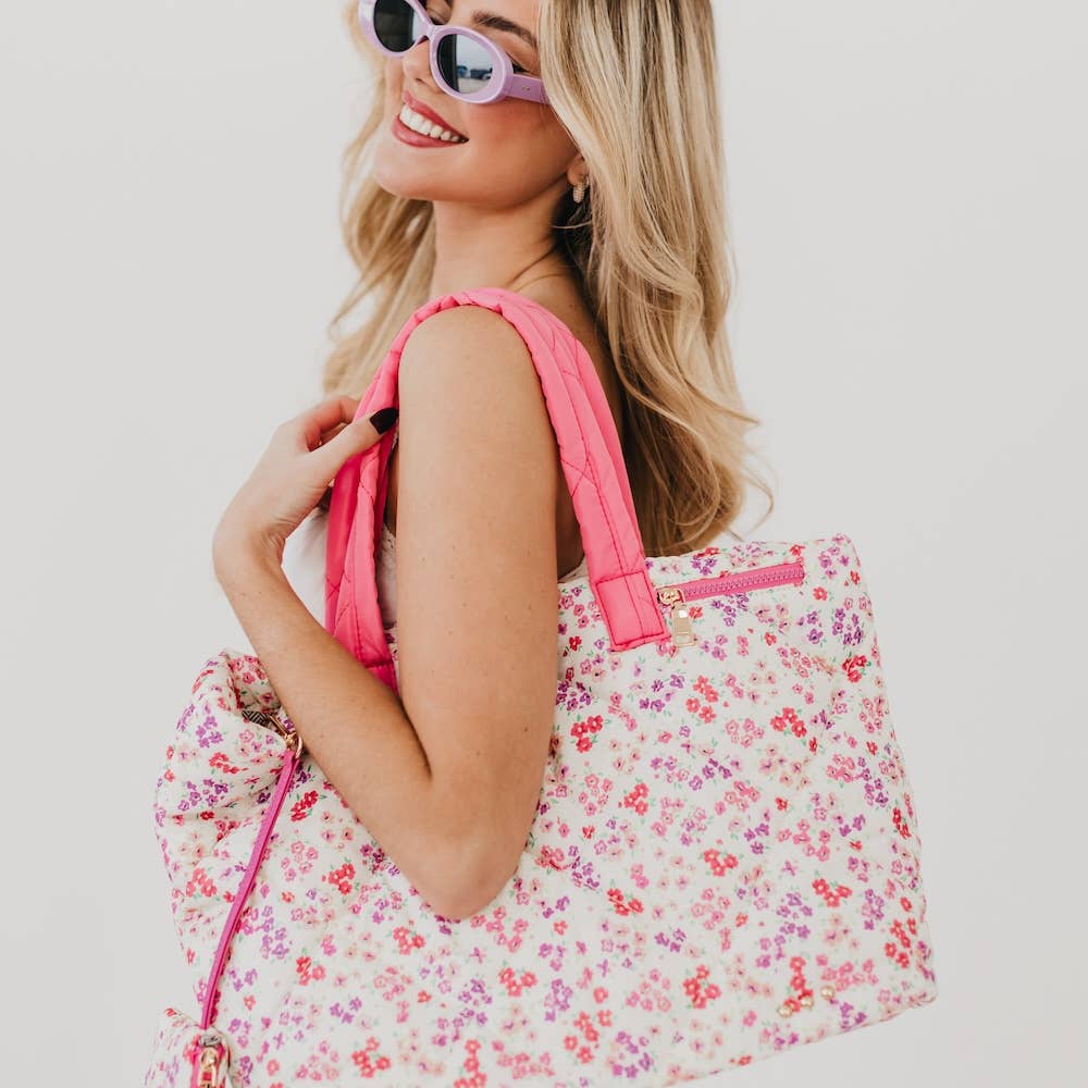 Presley Puffer Quilted Tote Bag With Pouch