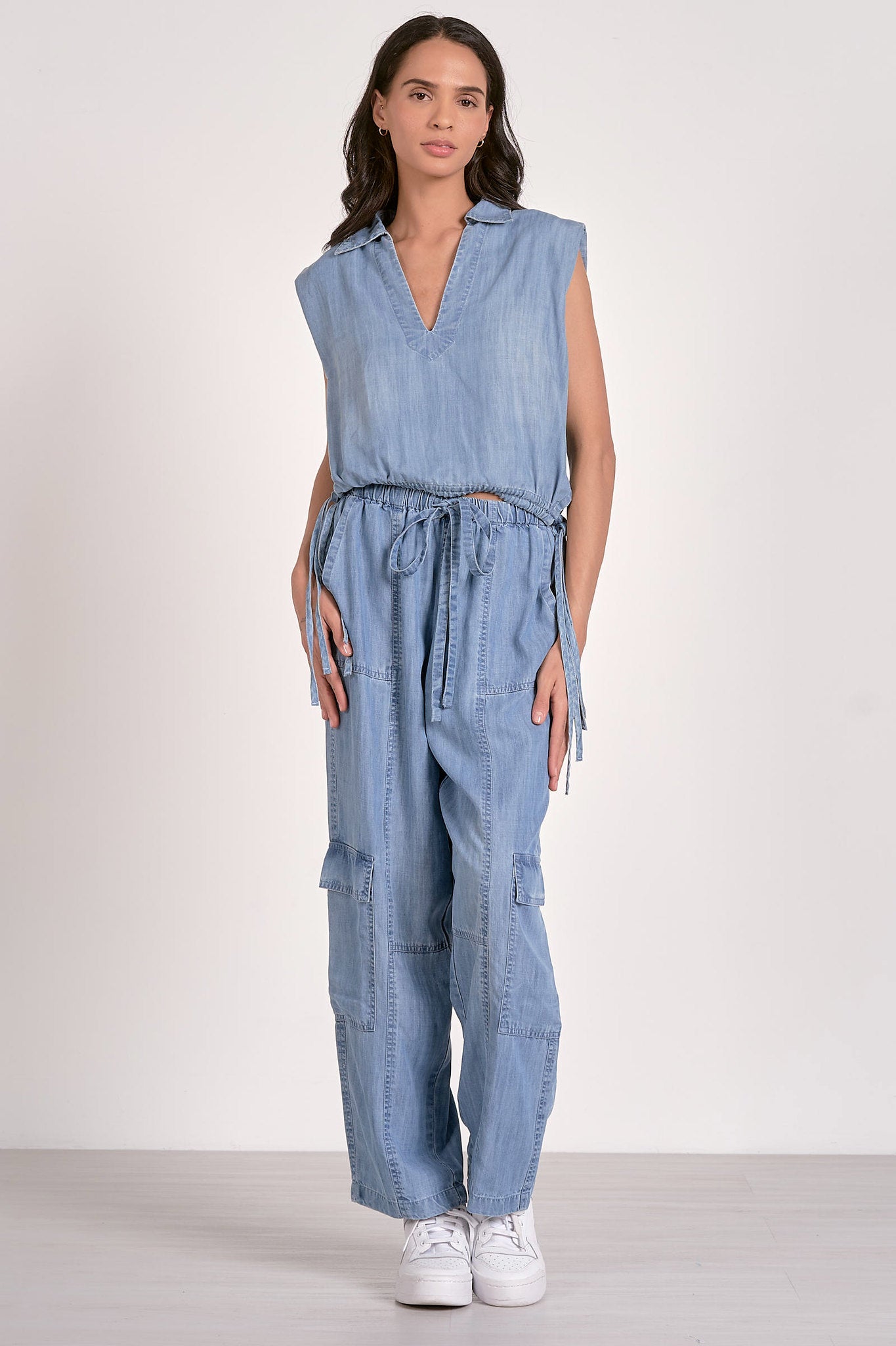 Chambray Cargo Pants
