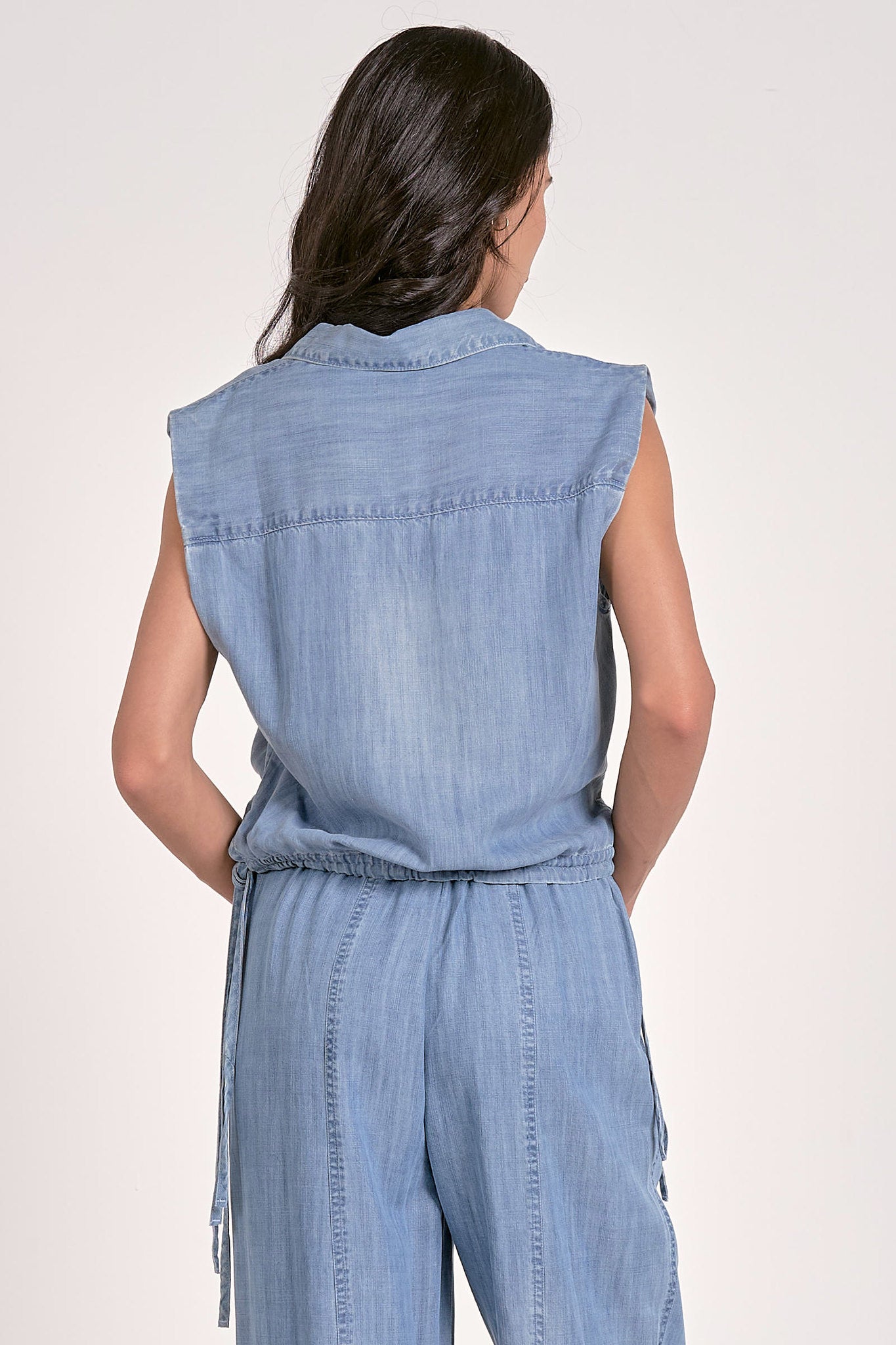 Chambray Cinch Waist Top