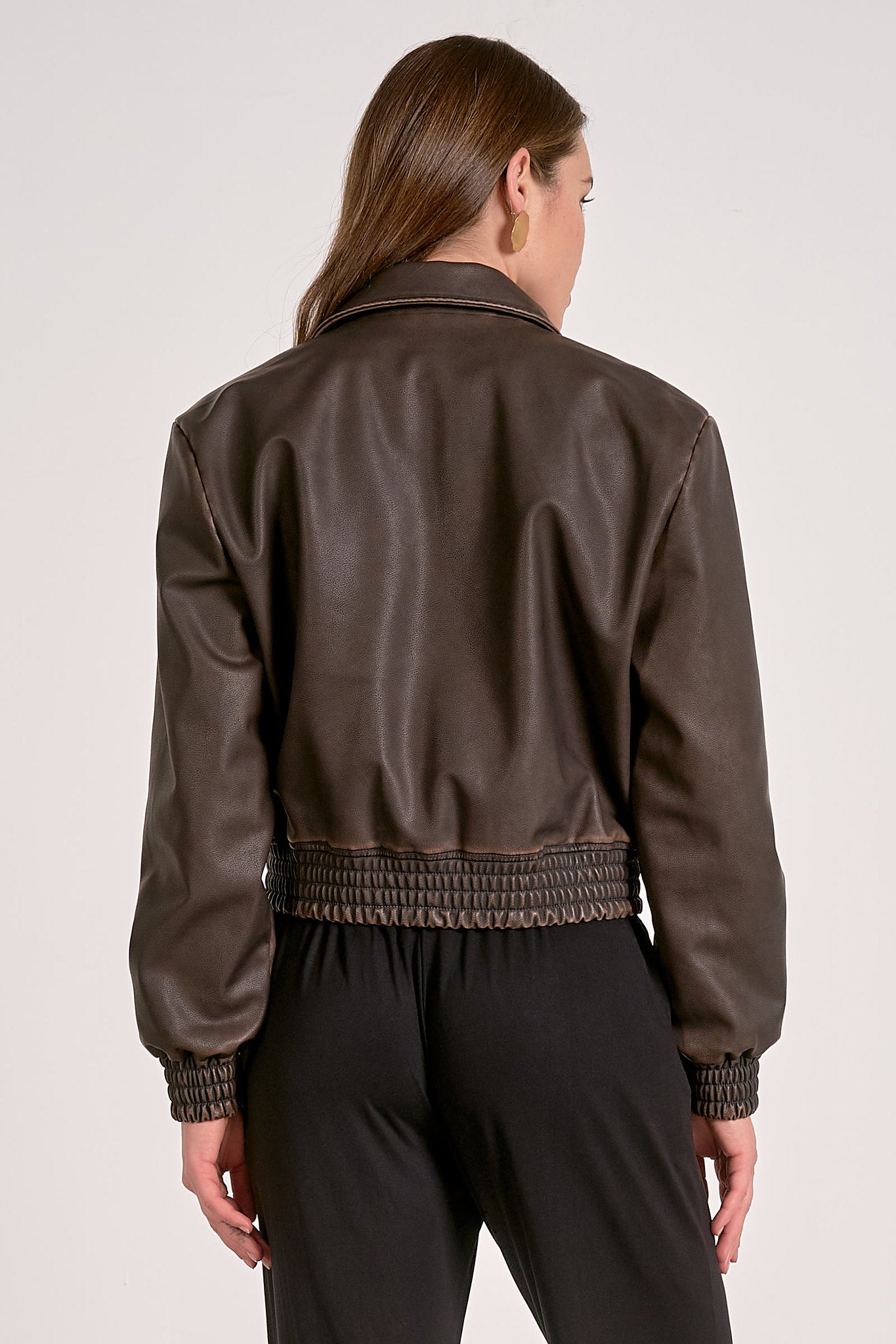 Faux Leather Bomber Jacket