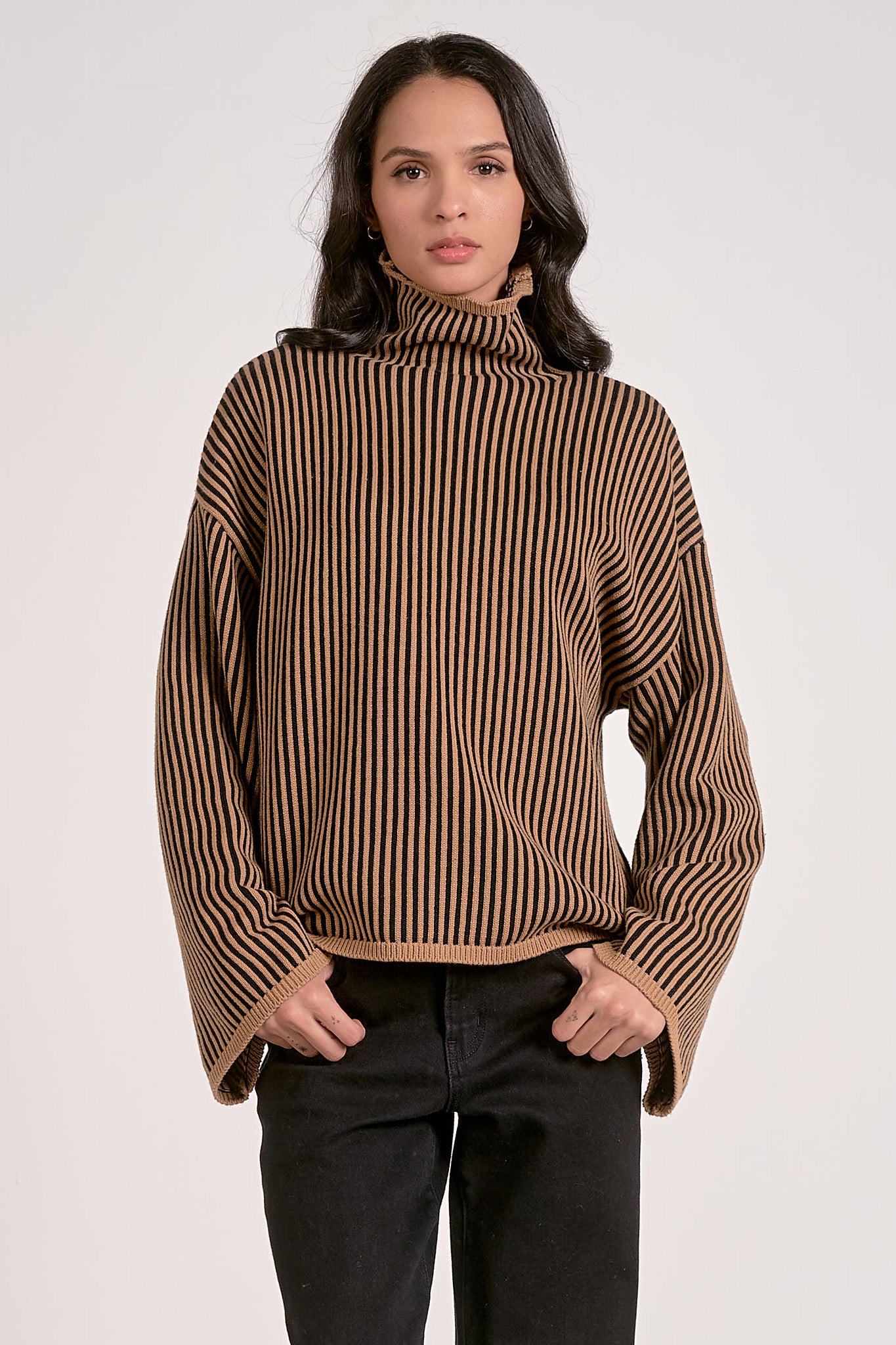 Stripe Turtleneck Sweater