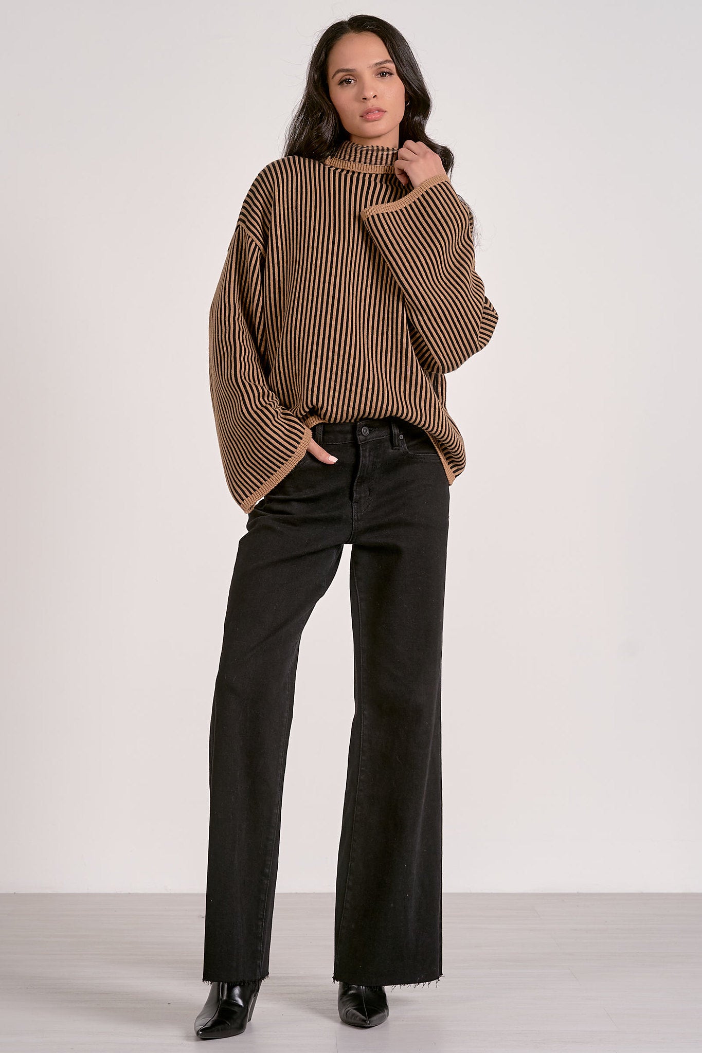 Stripe Turtleneck Sweater