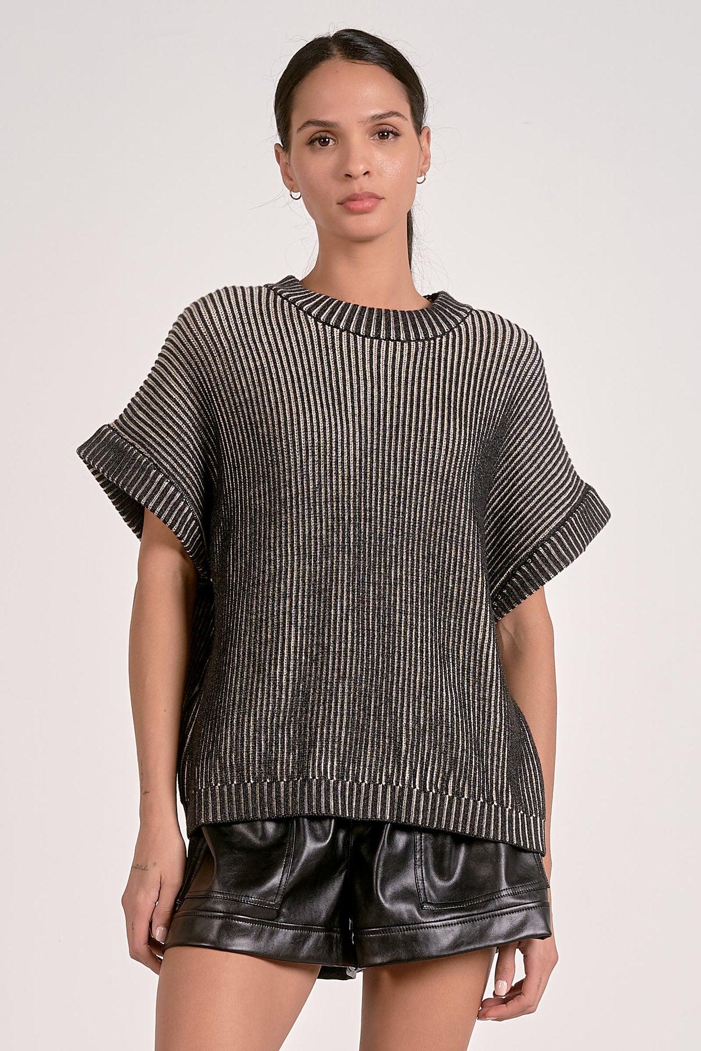 Ombre´ Ribbed Short Sleeve Sweater