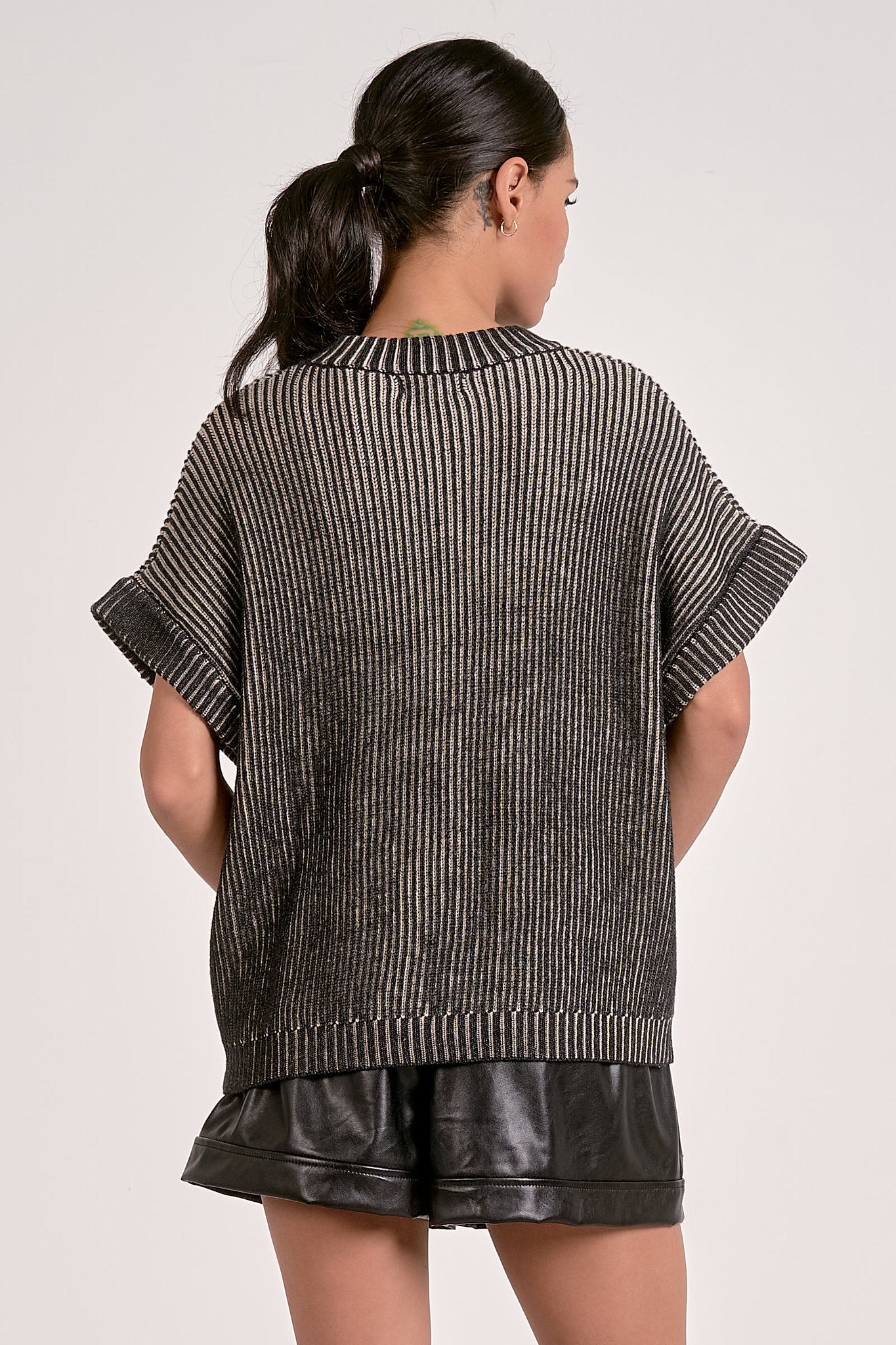Ombre´ Ribbed Short Sleeve Sweater