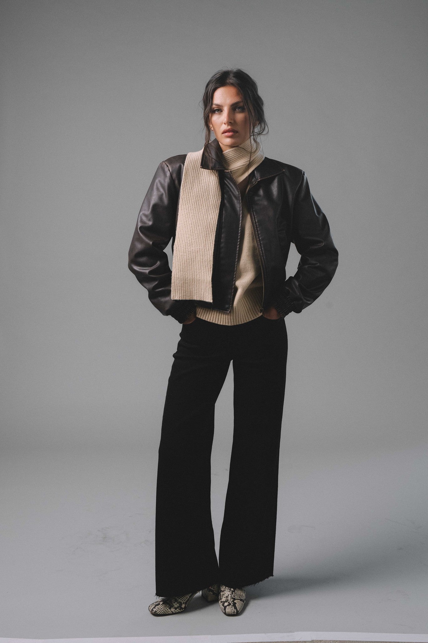 Faux Leather Bomber Jacket