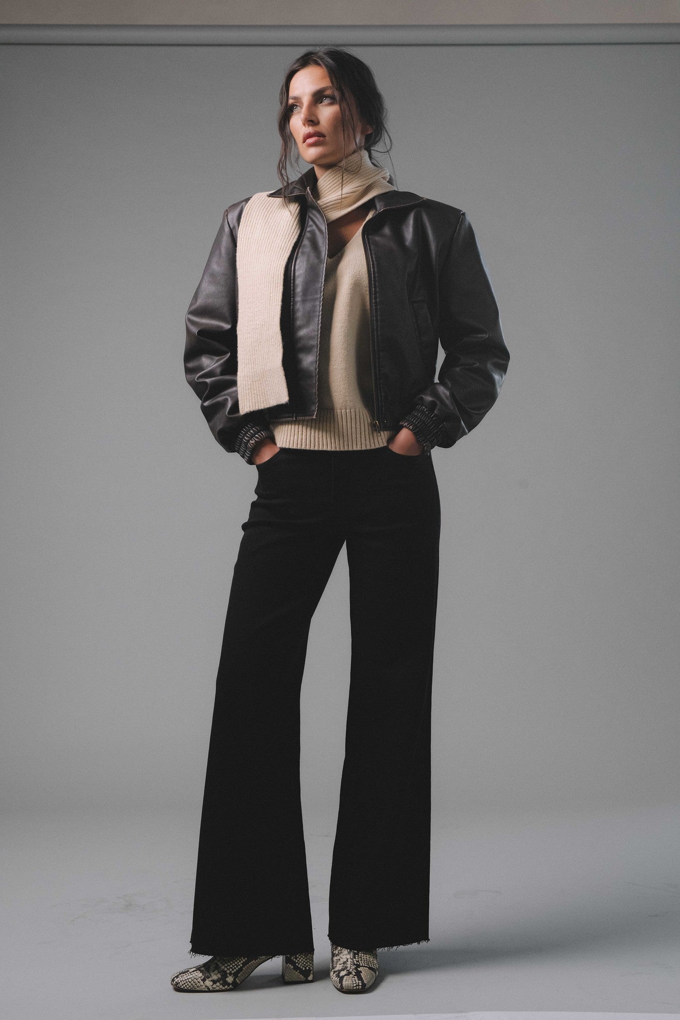 Faux Leather Bomber Jacket
