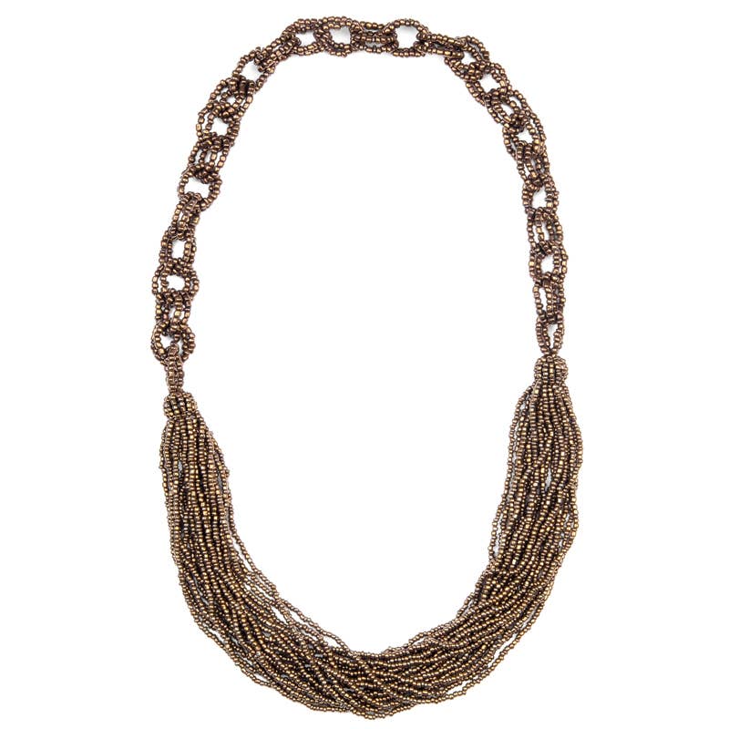 Bronze Beaded Statement Necklace