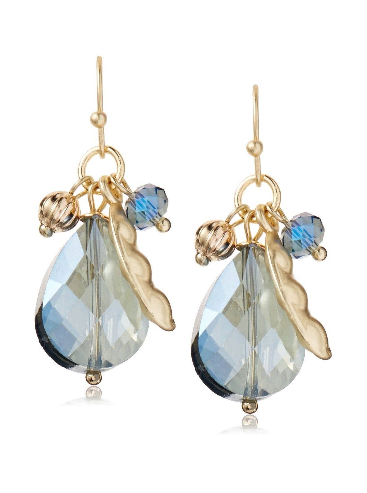 Blue Crystal Pea Pod Earrings