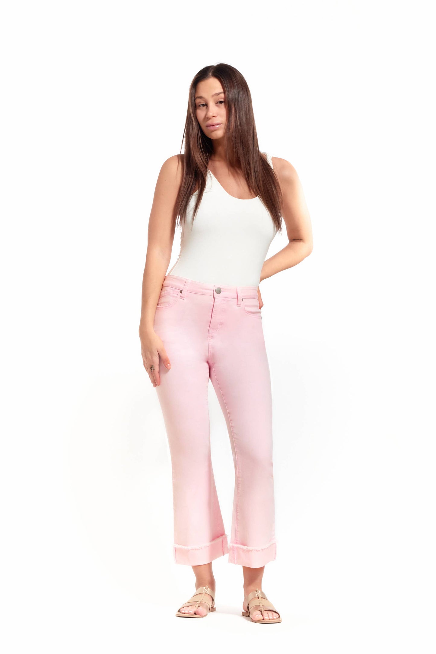 Luxe Cuffed Demi Boot Jeans in Pink