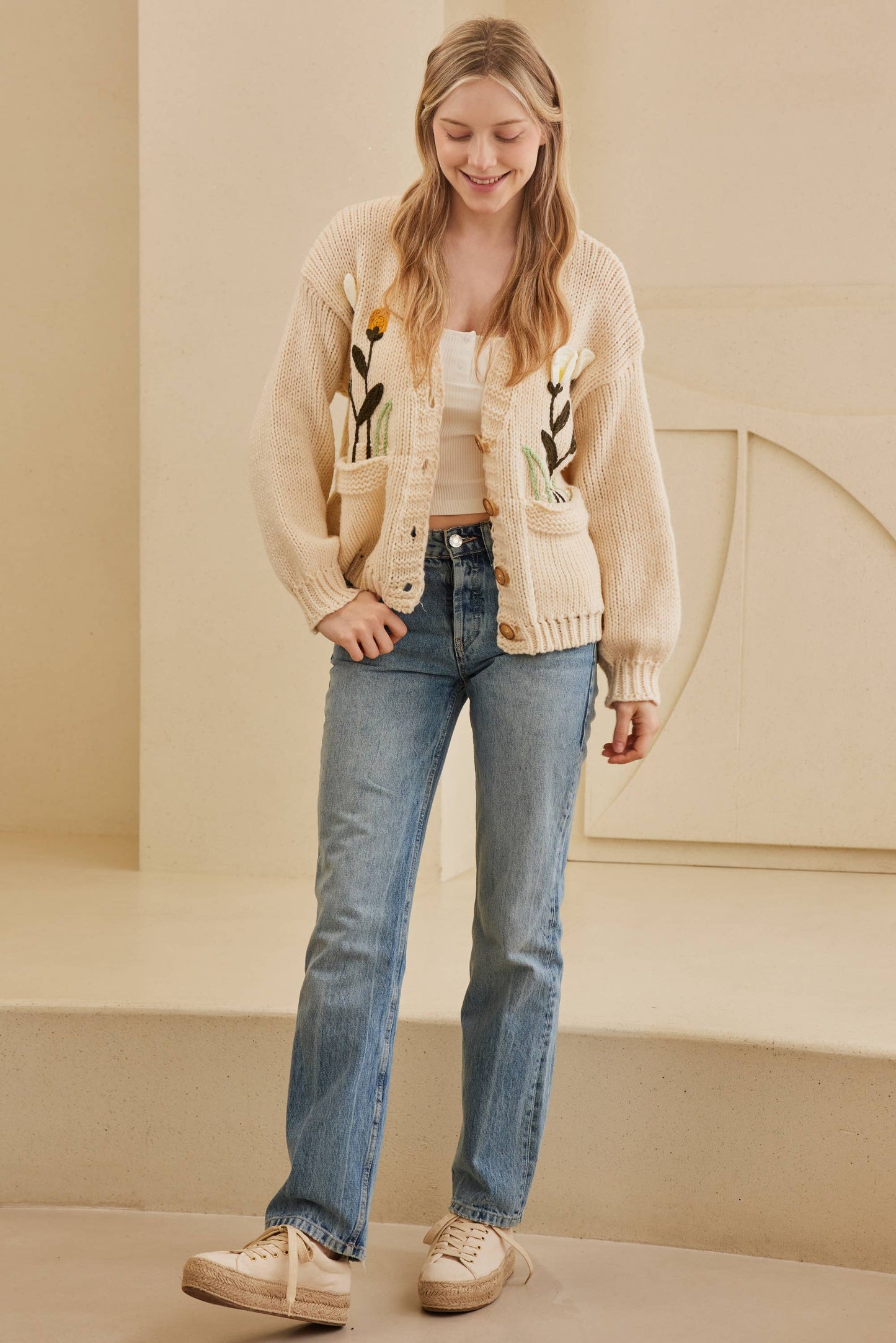 Flower Embroidered Cardigan