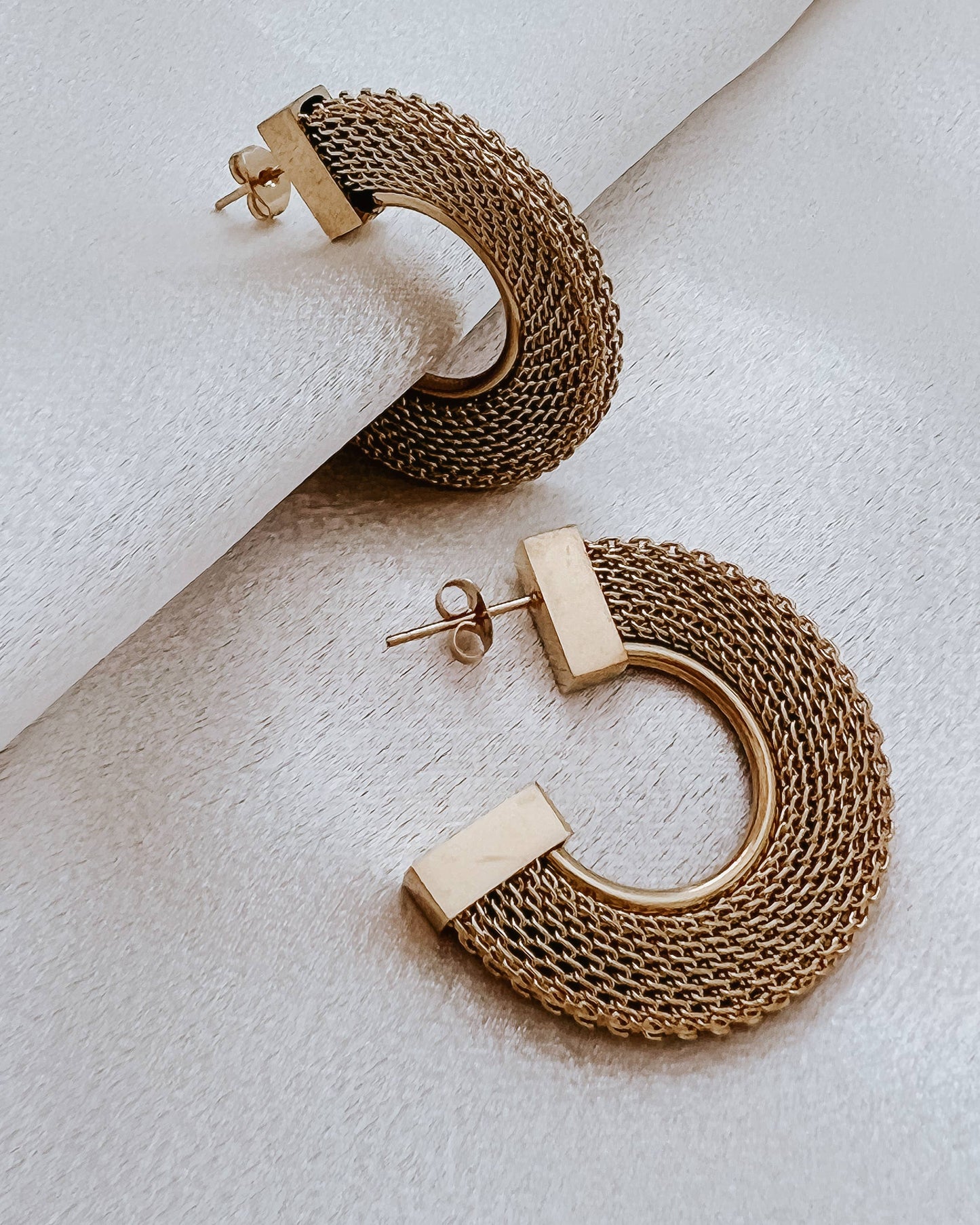 Earth Gold Mesh Hoop Earrings
