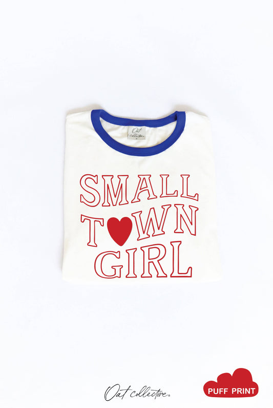 SMALL TOWN GIRL Puff Ringer Graphic Tee