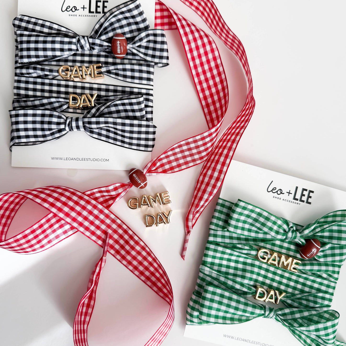 Game Day Gingham Sneaker Lace Charm Set