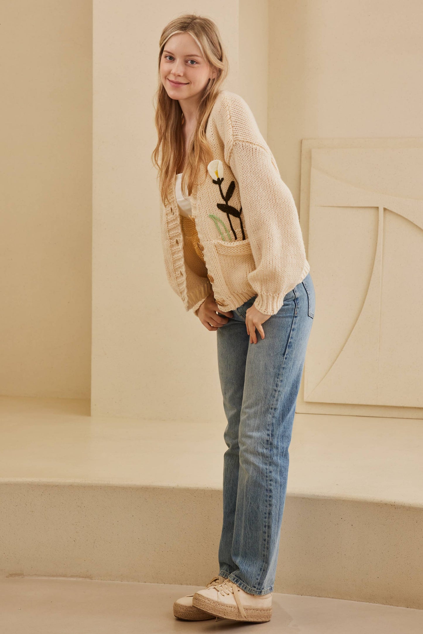 Flower Embroidered Cardigan