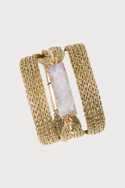 Natural Stone Gold Mesh Bracelet