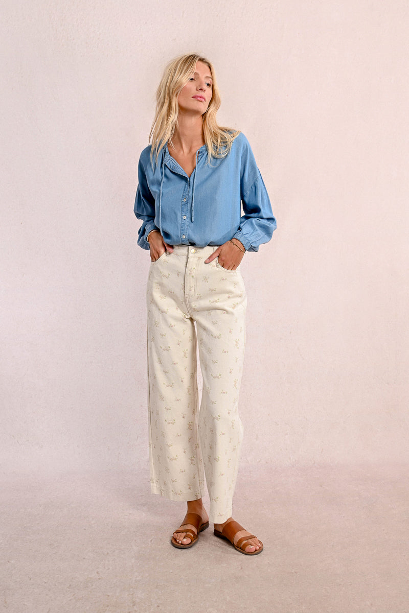 Flower Print Twill Pants