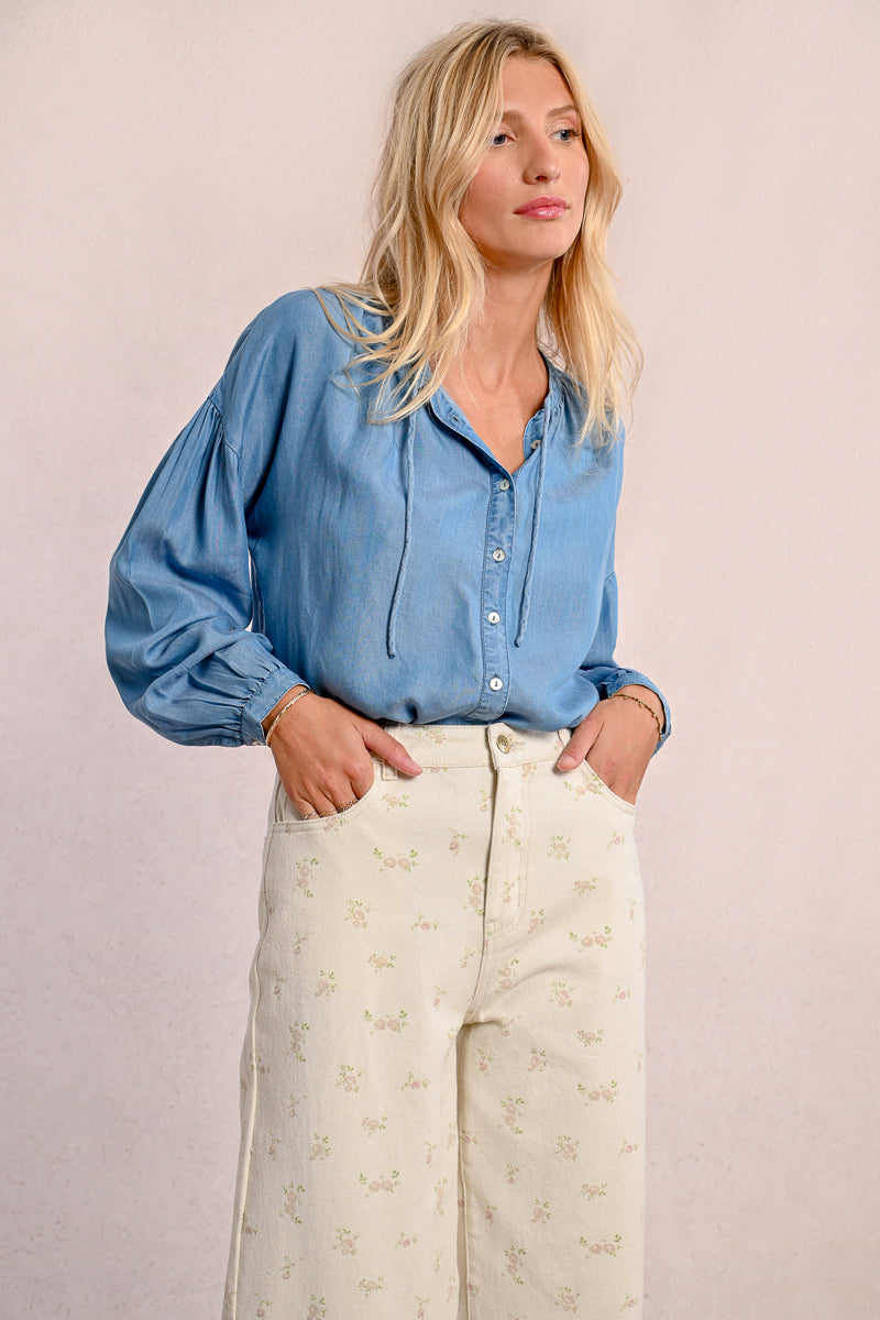 Flower Print Twill Pants