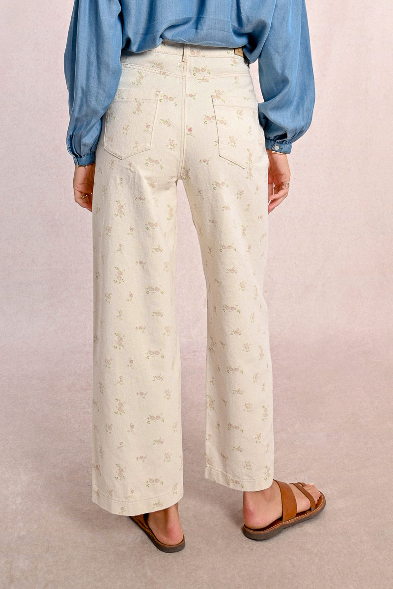 Flower Print Twill Pants