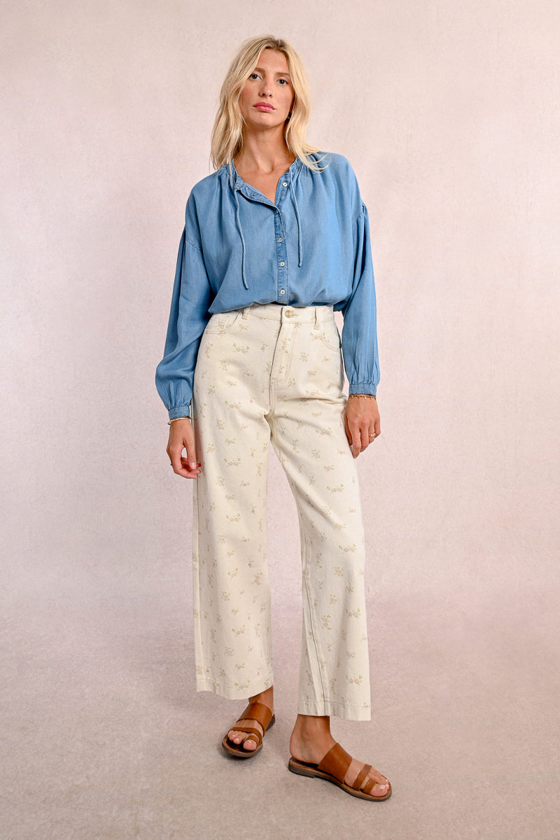 Flower Print Twill Pants