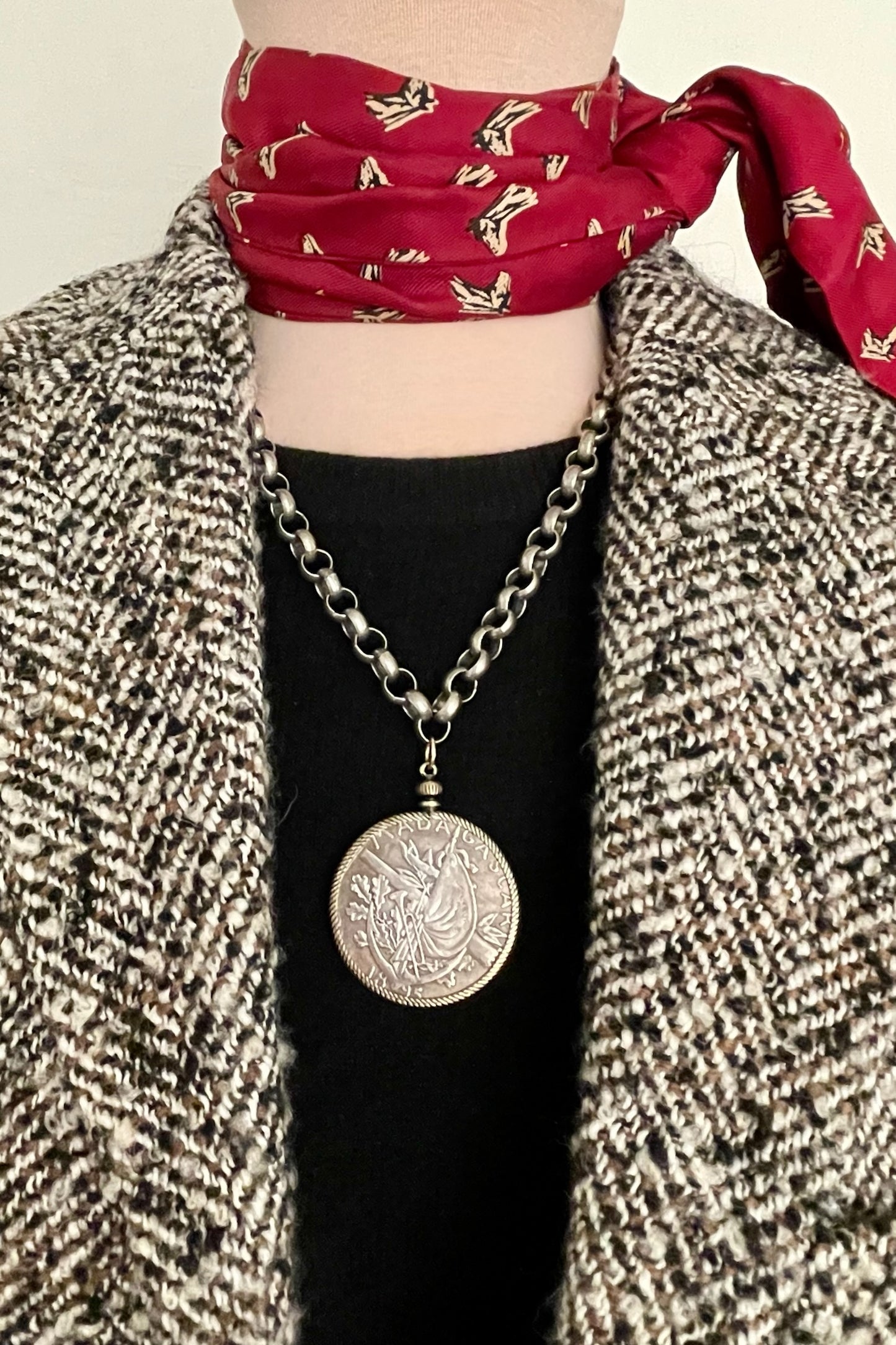 No. 3 Antiqued Silver French Madagascar Coin Necklace