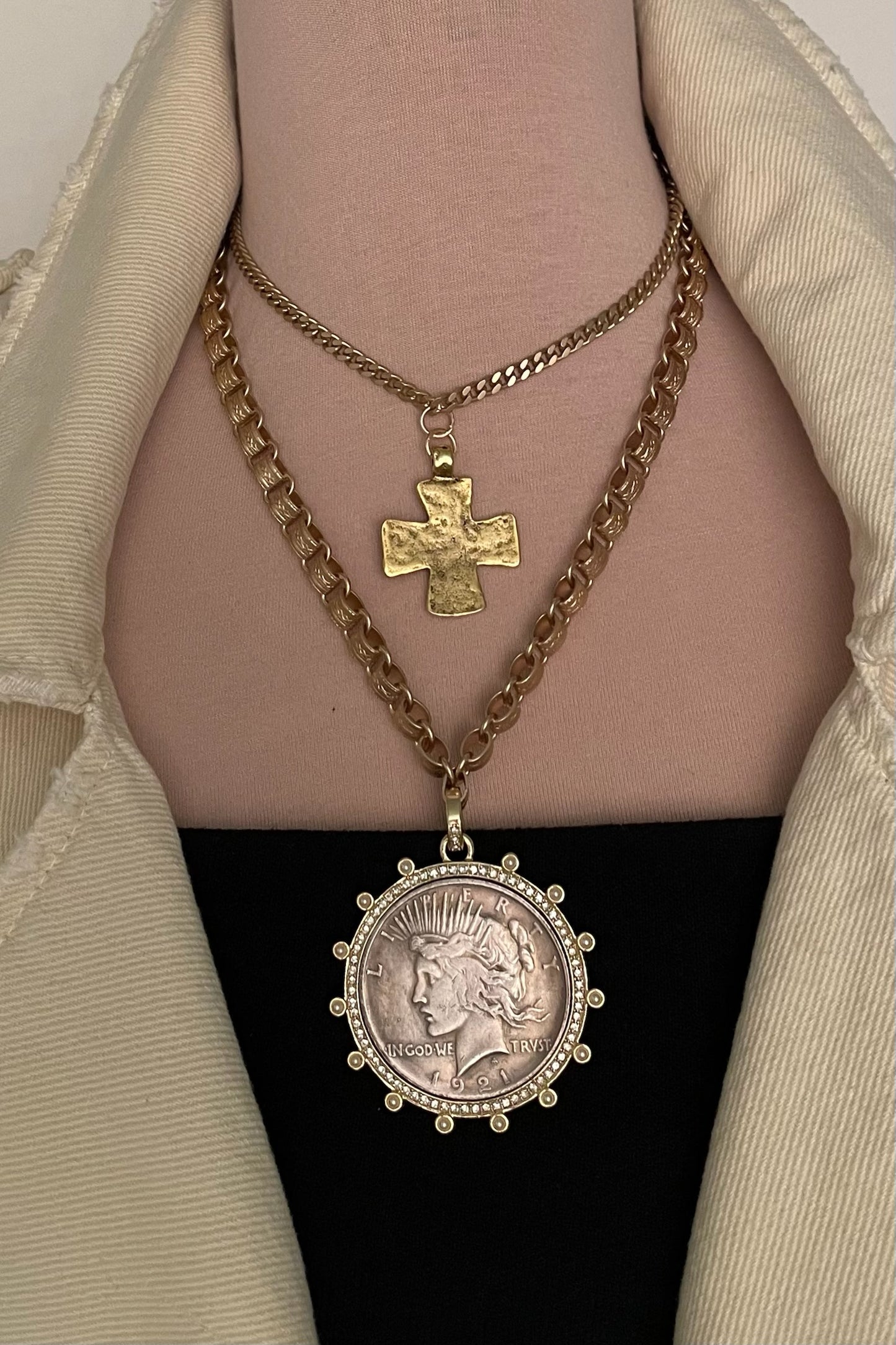 No. 2 Antiqued Silver Liberty Coin Necklace