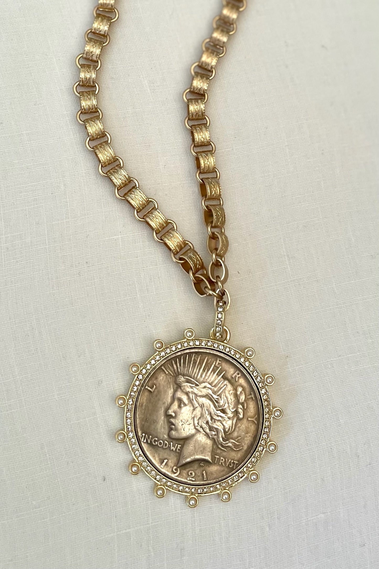 No. 2 Antiqued Silver Liberty Coin Necklace