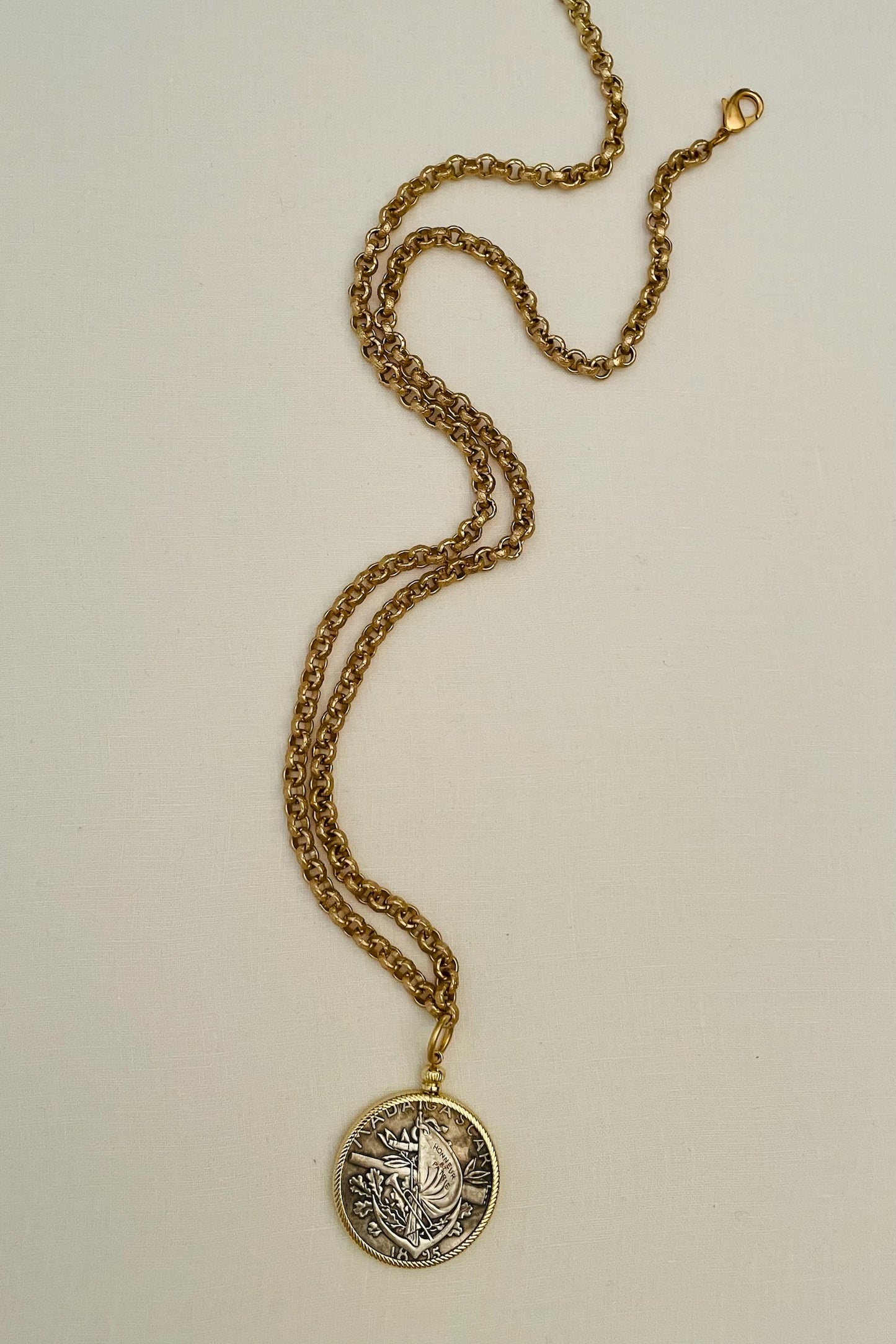 No. 4 Antiqued Silver French Madagascar Coin Necklace