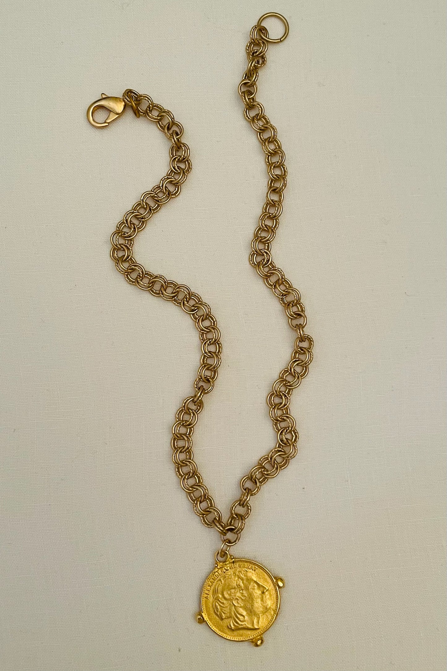 No. 8 Antiqued Gold Alexander the Great Coin Necklace