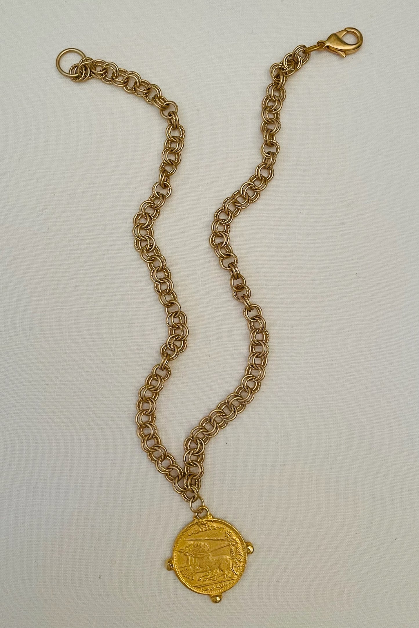 No. 8 Antiqued Gold Alexander the Great Coin Necklace