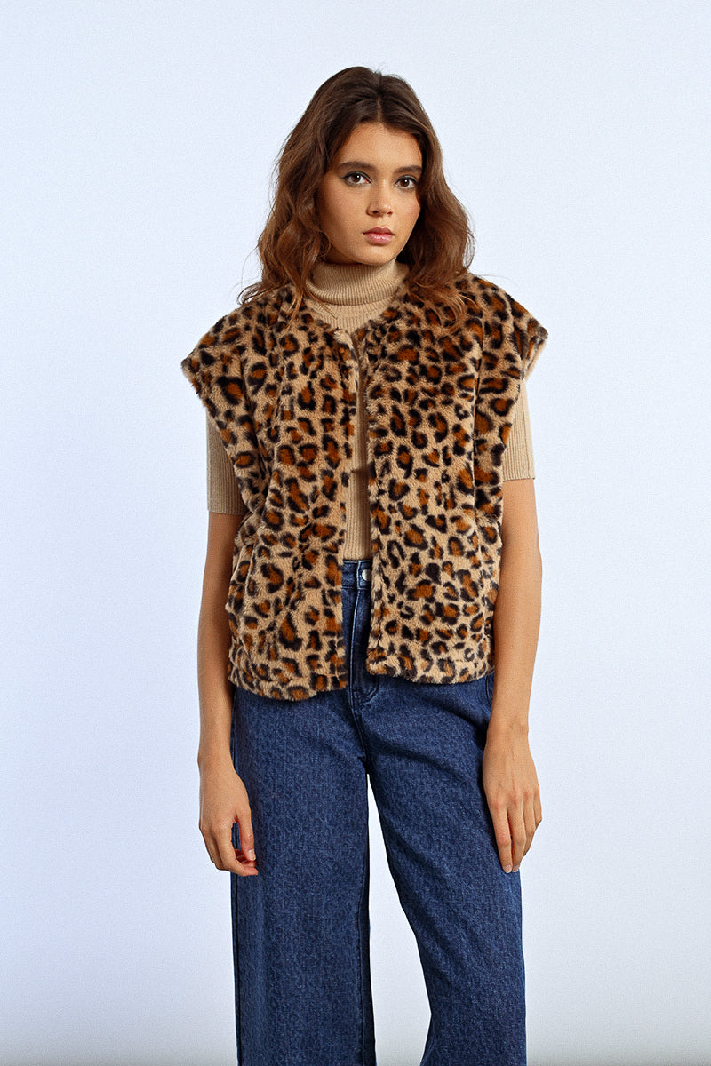 Faux Fur Sleeveless Jacket