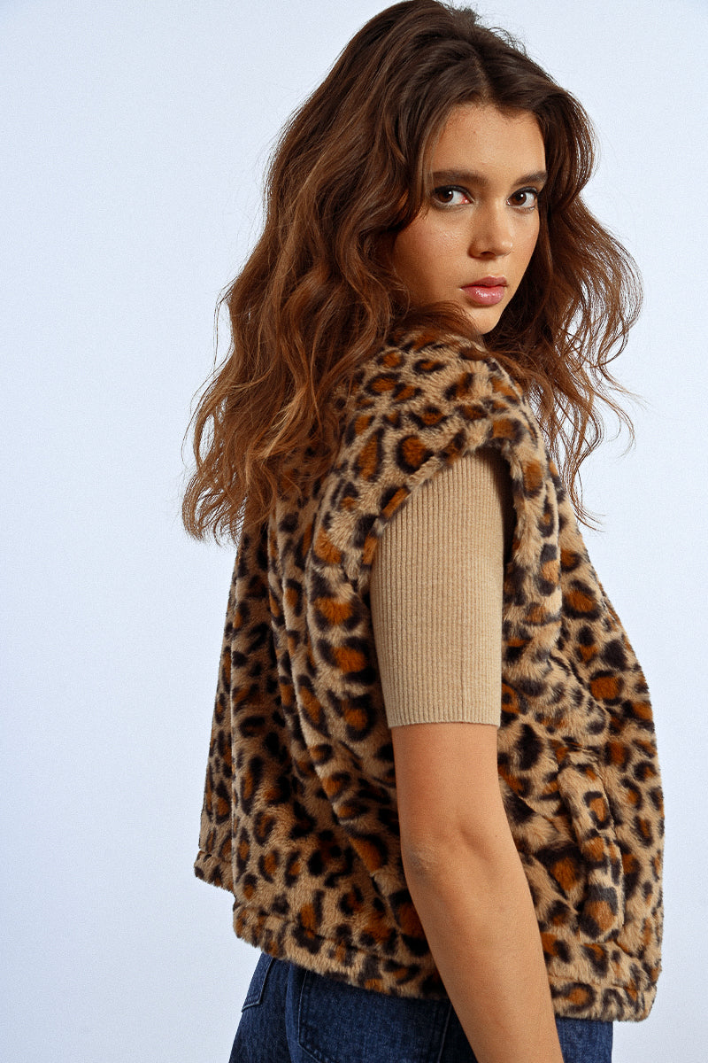 Faux Fur Sleeveless Jacket