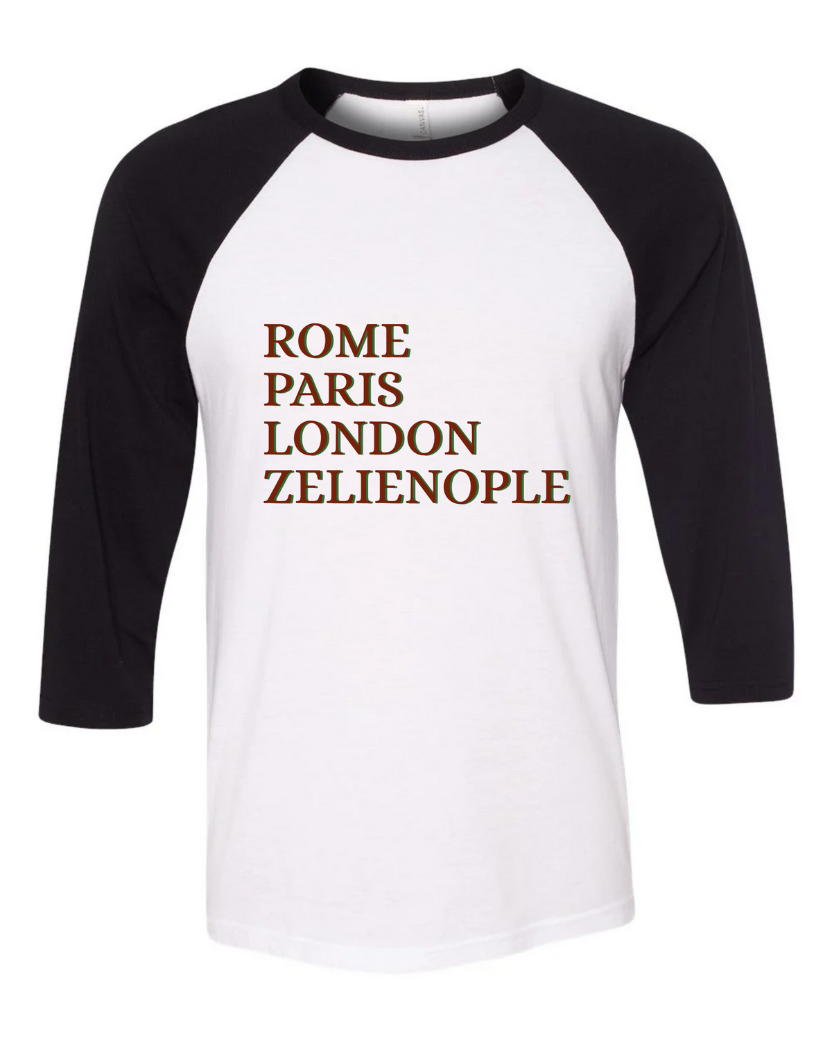 ROME LONDON PARIS ZELIENOPLE Baseball Tee