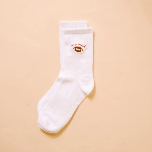 Game Day Embroidered Crew Socks