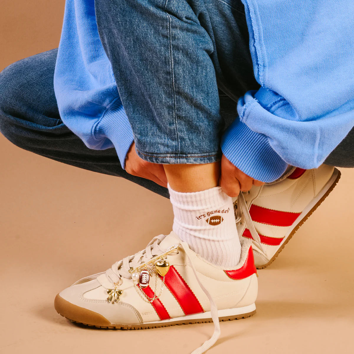 Game Day Embroidered Crew Socks