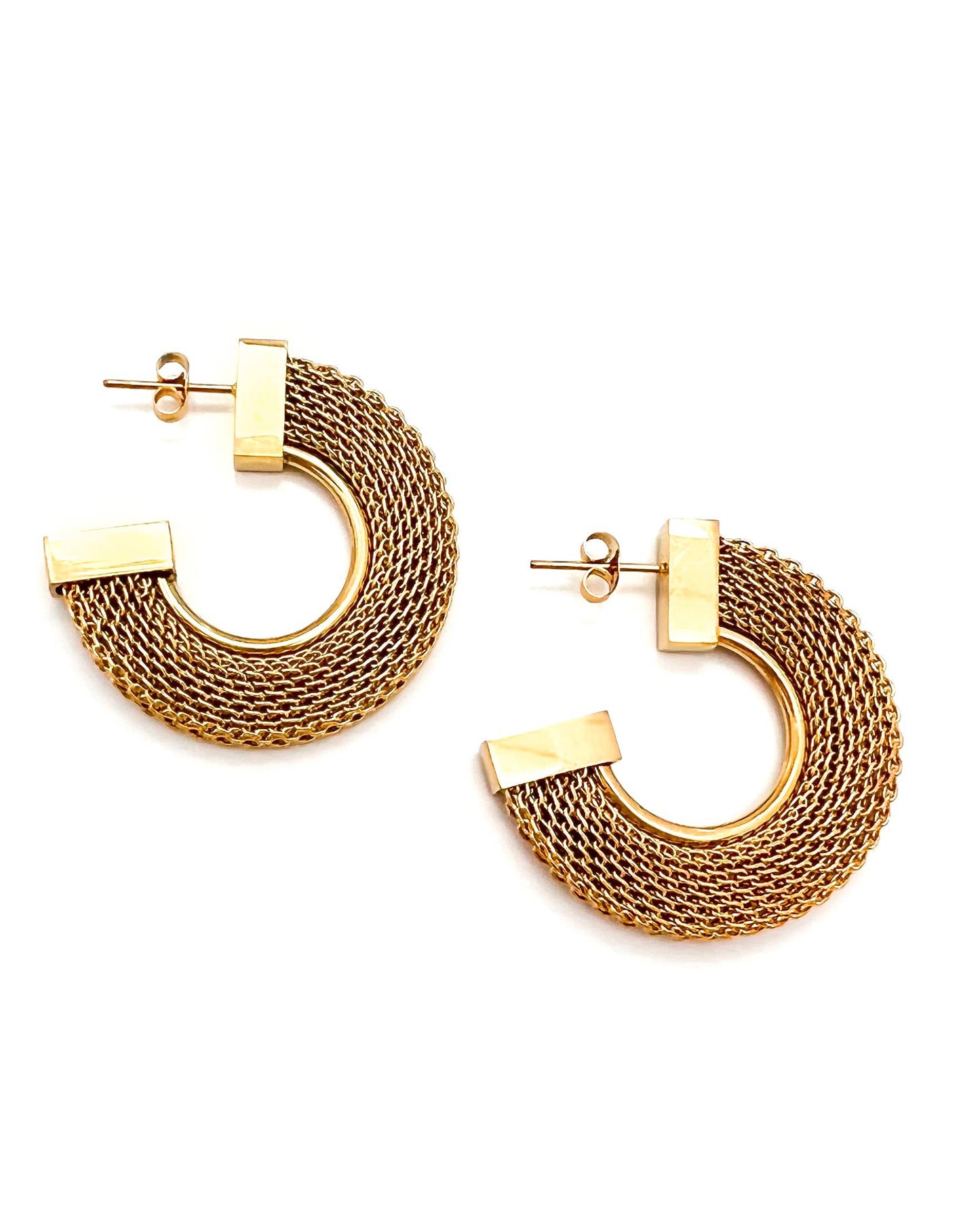 Earth Gold Mesh Hoop Earrings