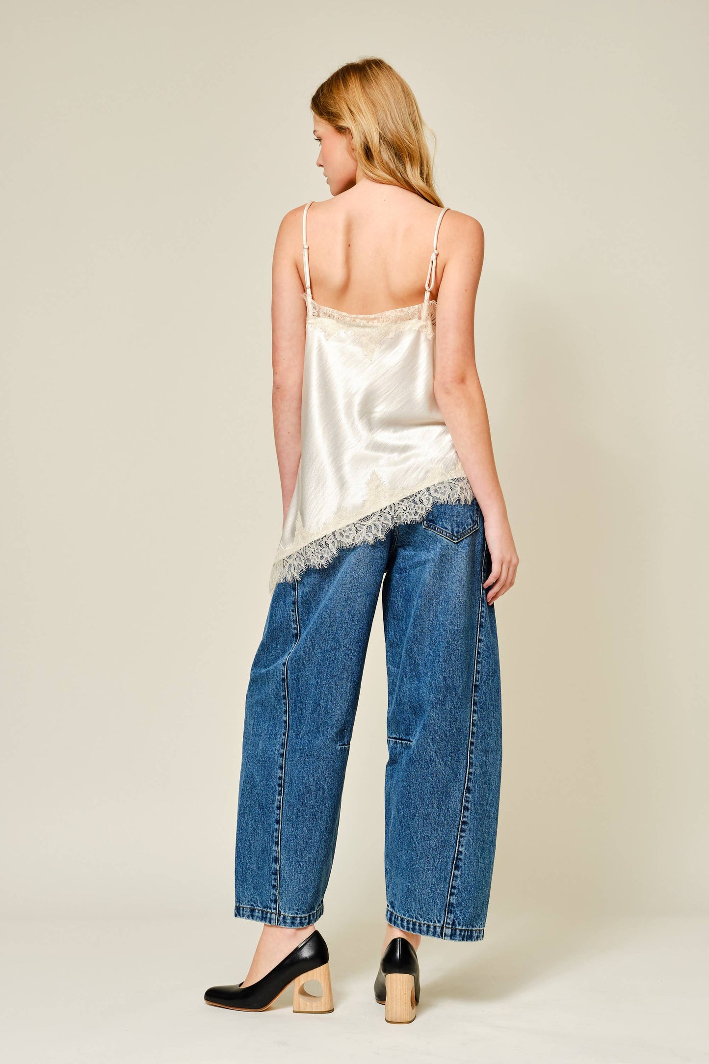 Cut Out Satin Lace Top