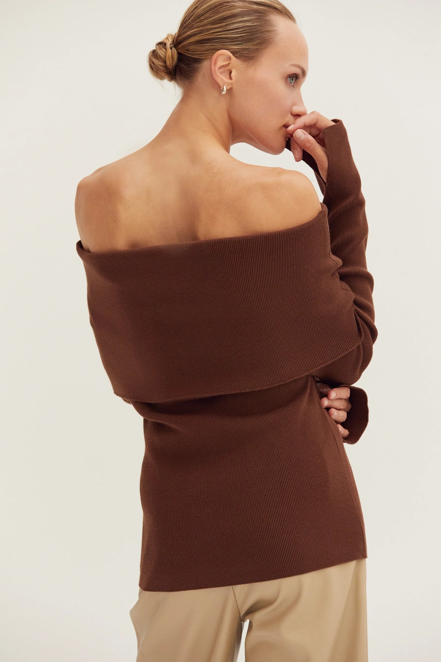 Ana Fold-Over Off-Shoulder Knit Top